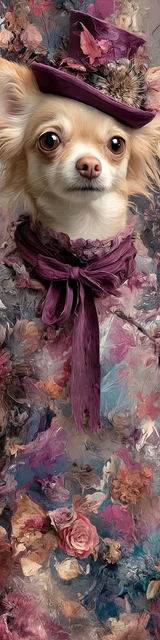 Free printable dog bookmark featuring long haired chihuahua fancy bookmark